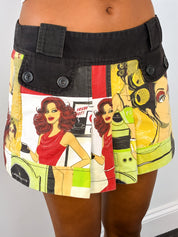 Custo Barcelona 2000s Pop Art Comic Print Pleated Mini Skirt - XS