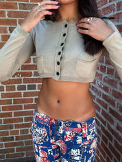Twin Set 2000s Cropped Merino Wool Cardigan