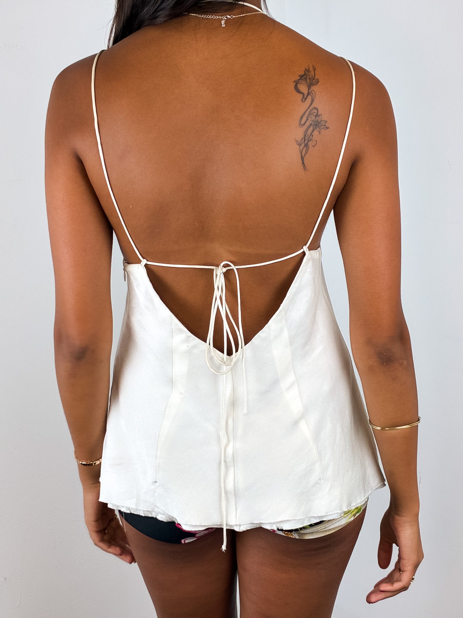 BEVZA Modern Ivory Mermaid Cut-Out Top - XS