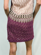 Missoni 1980s Plum & Blush Knit Mini Dress - M/L
