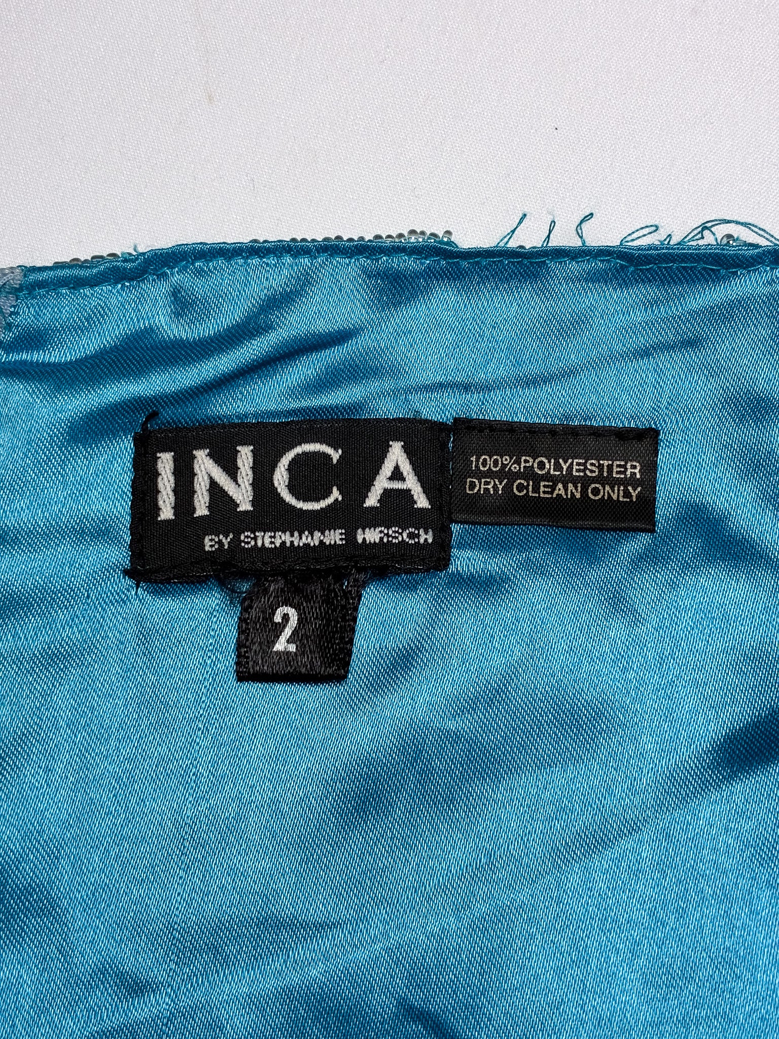 INCA by Stephanie Hirsch 2000s Turquoise Chevron Glass Beaded Mini Skirt - As Is - S