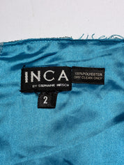 INCA by Stephanie Hirsch 2000s Turquoise Chevron Glass Beaded Mini Skirt - As Is - S