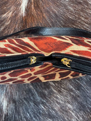 Roberto Cavalli Early 2000s Giraffe Print Structured Hobo Bag