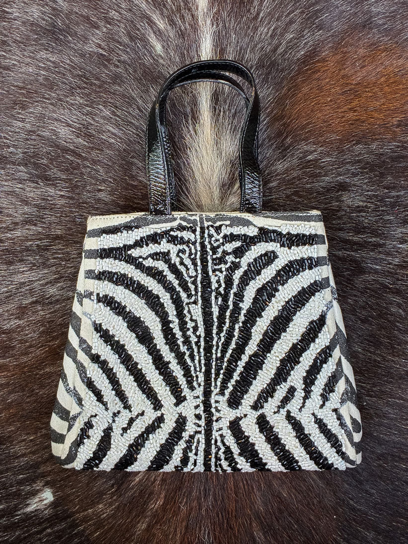 Roberto Cavalli 1990s Beaded Zebra Mini Tote