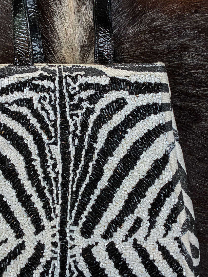 Roberto Cavalli 1990s Beaded Zebra Mini Tote