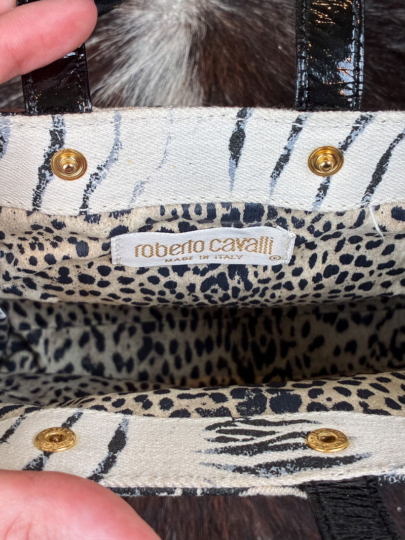 Roberto Cavalli 1990s Beaded Zebra Mini Tote