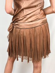 Derhy 2000s Tan Sequin Drop-Waist Mini Dress - M/L
