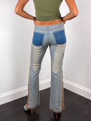 Lazer Jeans 2000s Lace-Up Crochet Panel Flare Jeans - W26