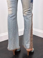 Lazer Jeans 2000s Lace-Up Crochet Panel Flare Jeans - W26