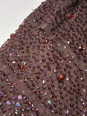 Tintoretto Burgundy Beaded Sequin Halter Dress - L