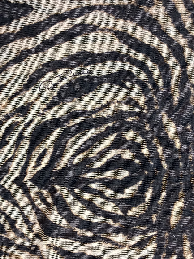 Roberto Cavalli 2000s Animal Print Mesh Cami with Velvet Detail