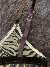 Roberto Cavalli 2000s Animal Print Mesh Cami with Velvet Detail