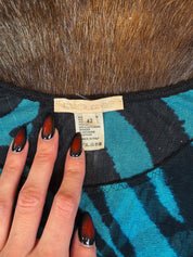 Roberto Cavalli 2000s Blue Zebra Mesh Tank and Thong Set (NWT)