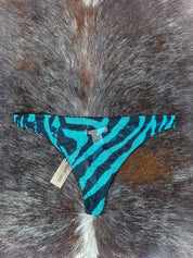 Roberto Cavalli 2000s Blue Zebra Mesh Tank and Thong Set (NWT)