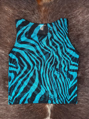 Roberto Cavalli 2000s Blue Zebra Mesh Tank and Thong Set (NWT)