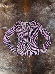 Roberto Cavalli 2000s Pink Zebra Mesh Top