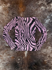 Roberto Cavalli 2000s Pink Zebra Mesh Top