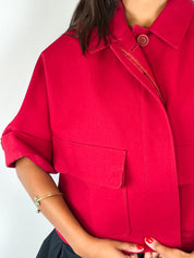 Burberry Brit 2010s Red Cotton Cropped Swing Jacket - M/L
