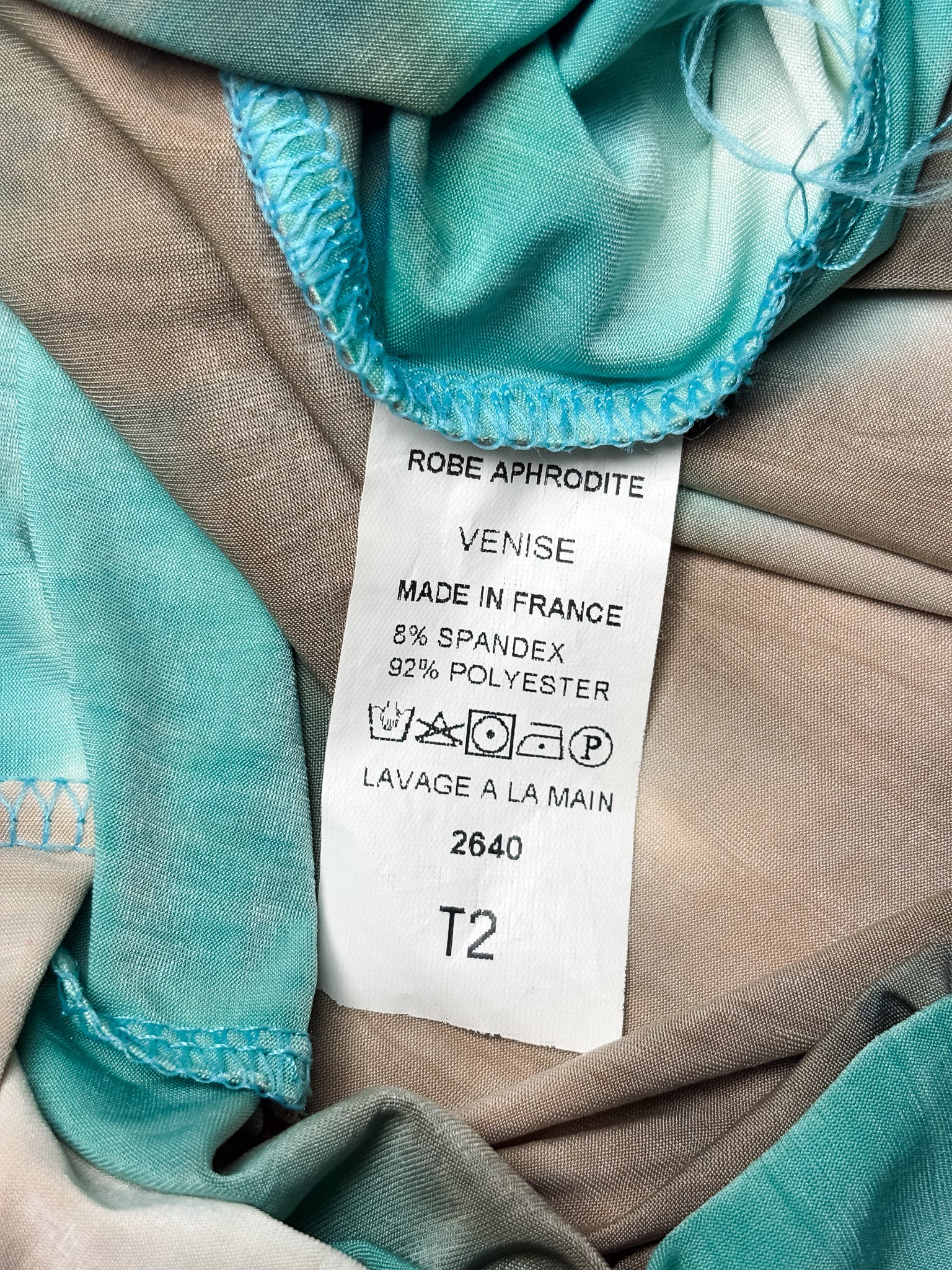 Enzo Loco 2000s Turquoise Tie-Dye Draped One-Shoulder Mini Dress - M/L