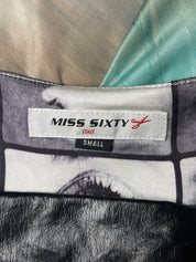 Miss Sixty 2000s Black & White Face Print Chain Strap Mini Dress - XS/S