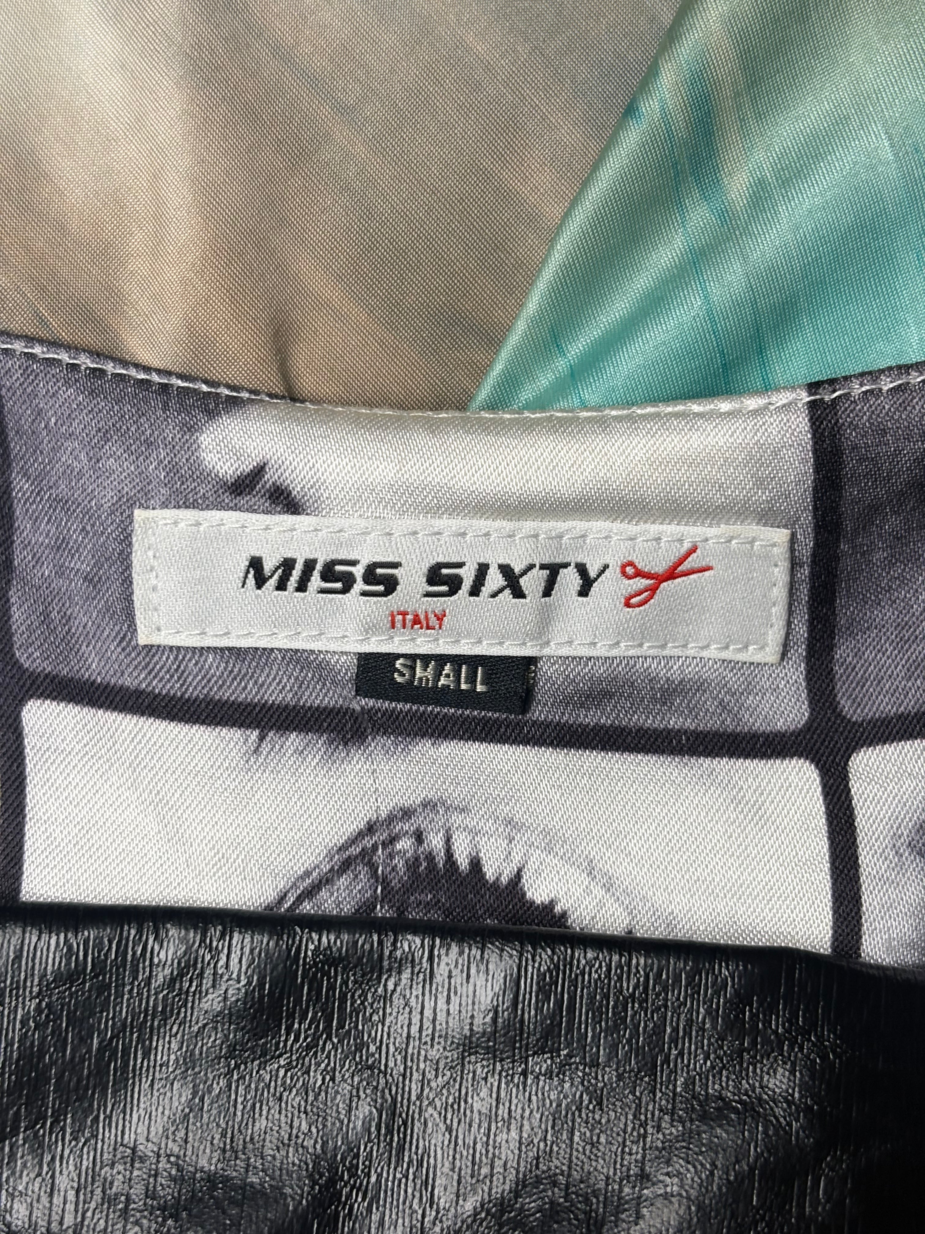 Miss Sixty 2000s Black & White Face Print Chain Strap Mini Dress - XS/S