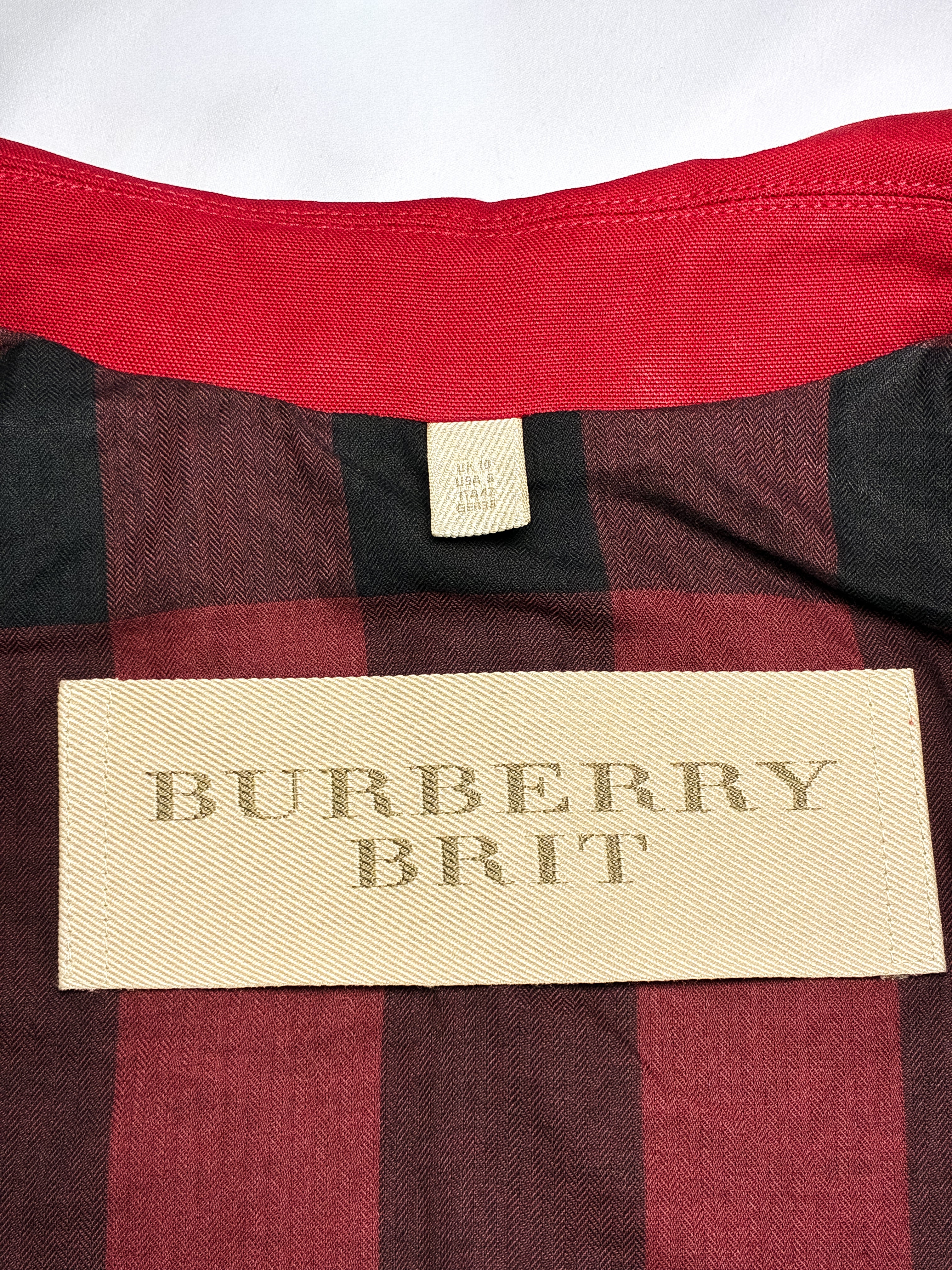 Burberry Brit 2010s Red Cotton Cropped Swing Jacket - M/L