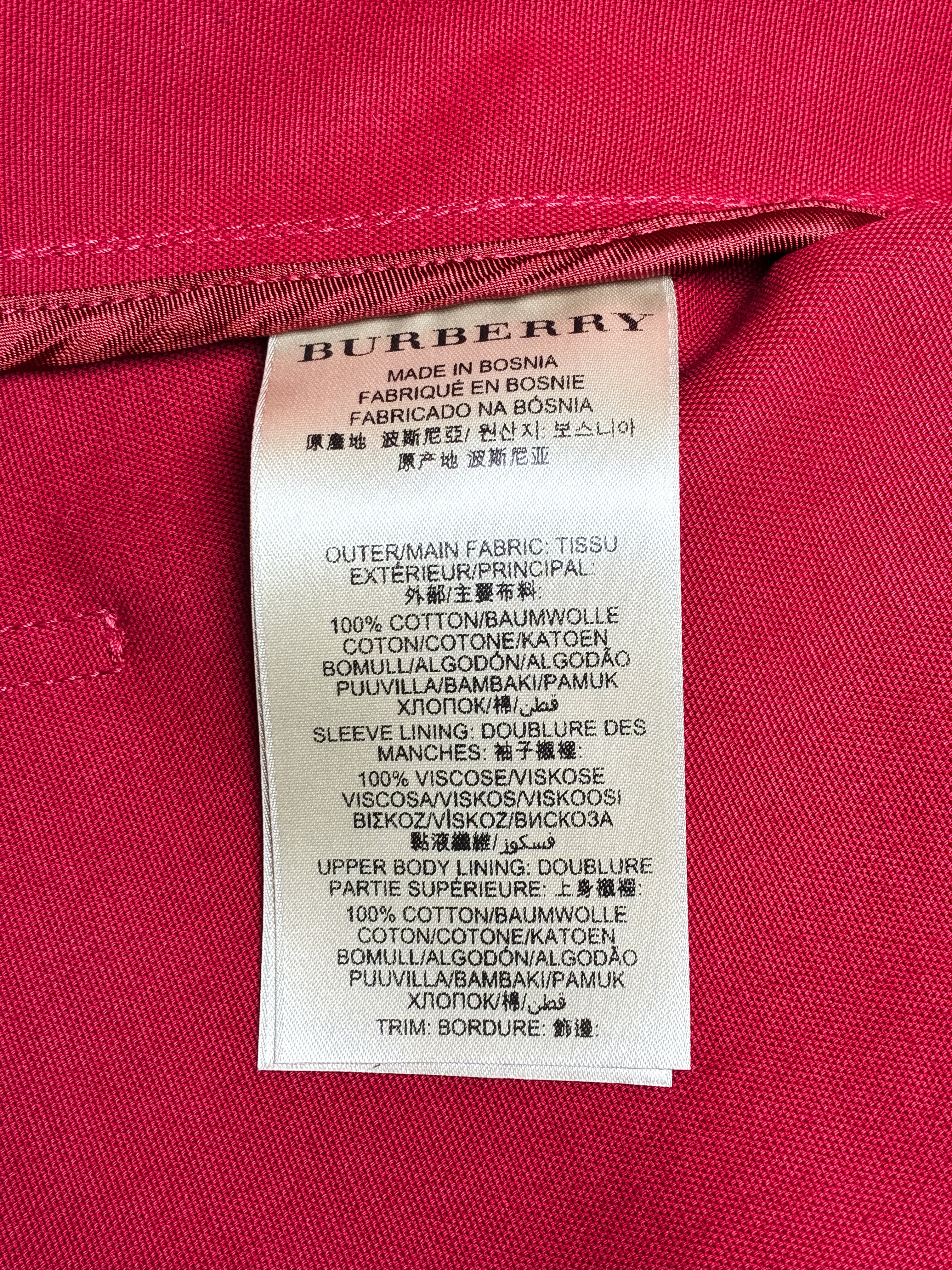 Burberry Brit 2010s Red Cotton Cropped Swing Jacket - M/L