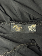 Enzo Loco 2000s Black & Gold Crochet Halter Top & Bubble Skirt Set - S/M