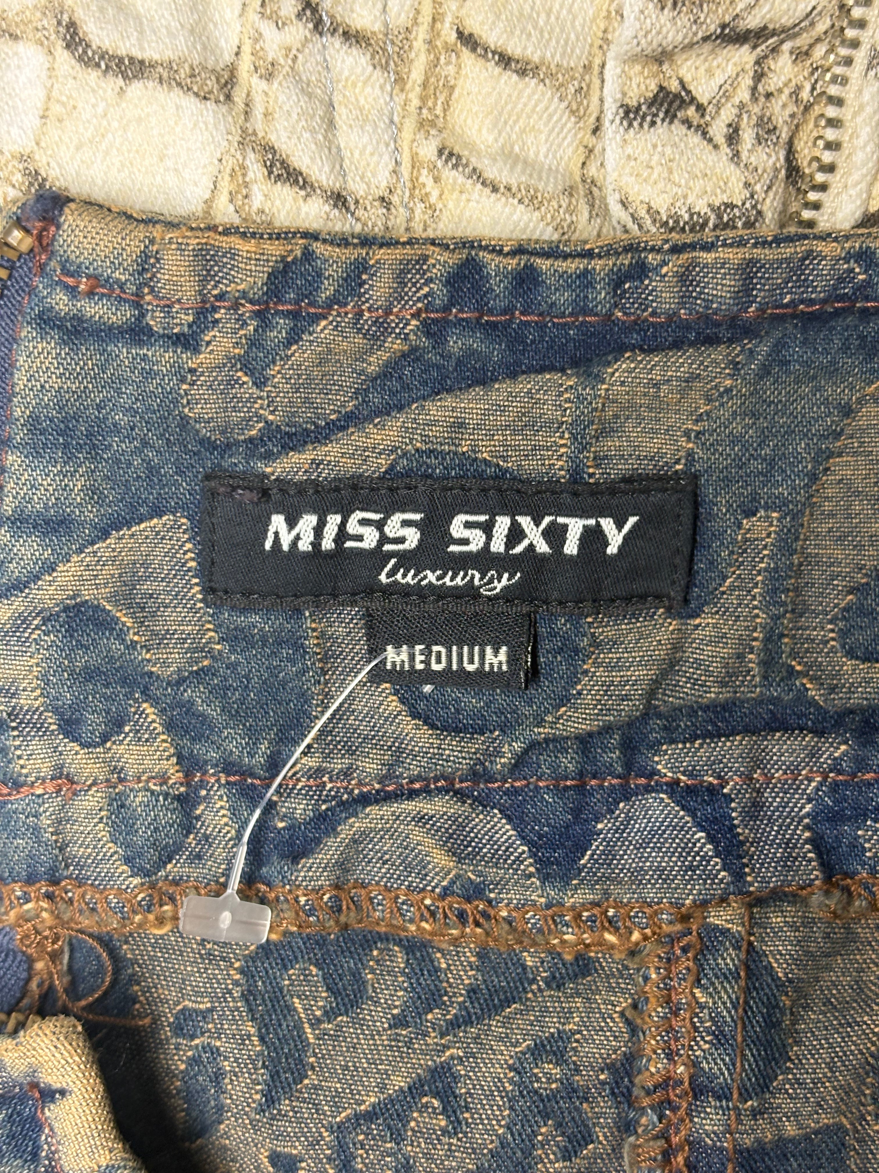 Miss Sixty Luxury 2000s Psychedelic Print Denim Pencil Skirt - S/M