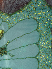 Early 2000s Teal Green Butterfly Beaded Mesh Cami