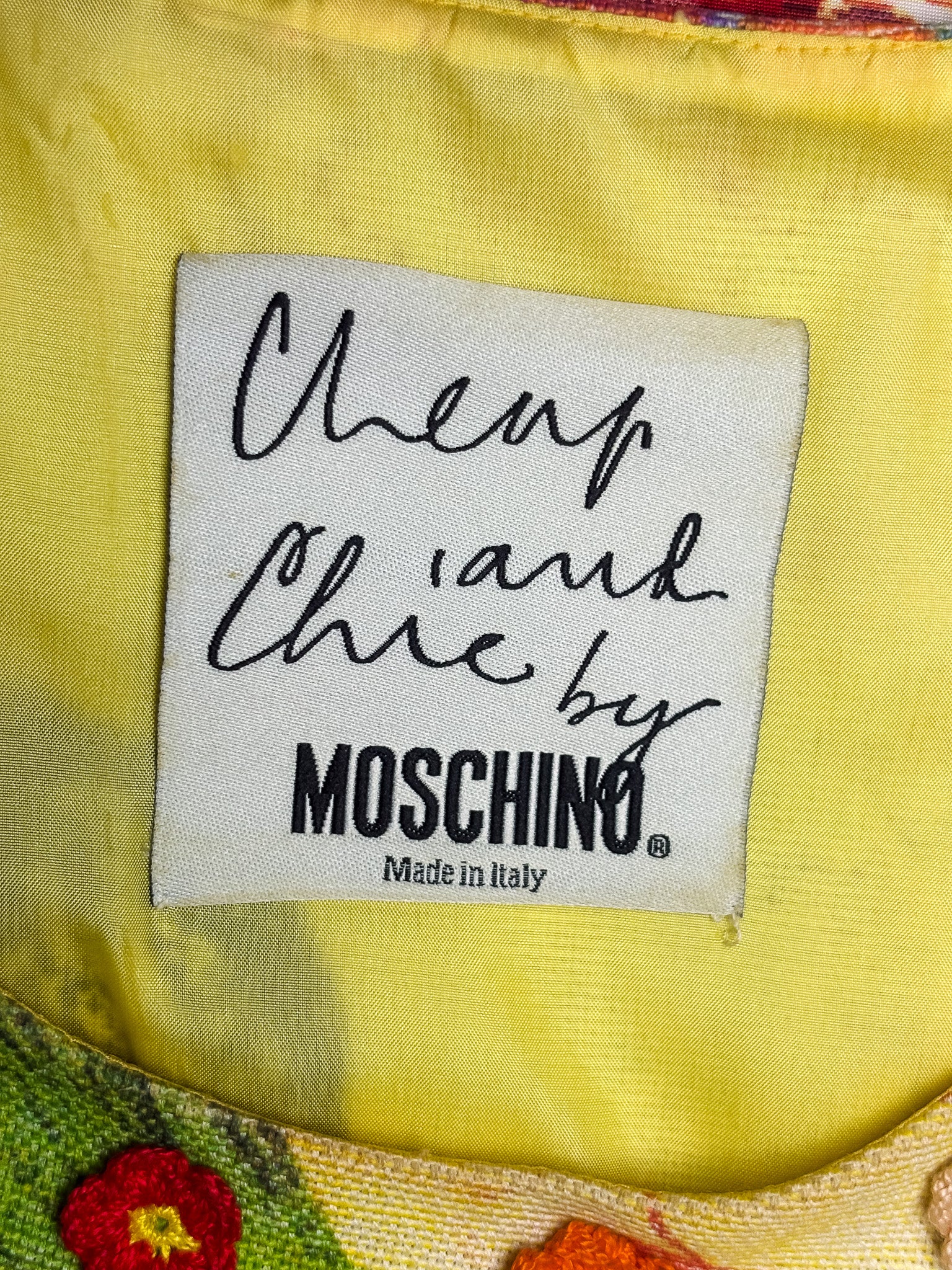 Moschino Cheap and Chic 2000s Patchwork Collage Print Flower Appliqué Mini Dress - XS/S
