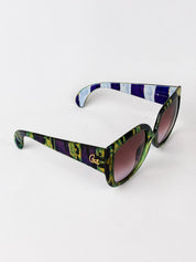 Christian Lacroix 2000s Purple and Green Painterly Stripe Oversized Sunglasses