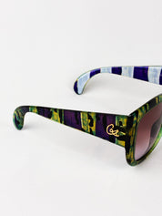 Christian Lacroix 2000s Purple and Green Painterly Stripe Oversized Sunglasses