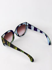 Christian Lacroix 2000s Purple and Green Painterly Stripe Oversized Sunglasses