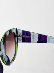 Christian Lacroix 2000s Purple and Green Painterly Stripe Oversized Sunglasses