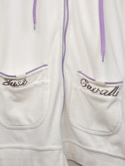 Just Cavalli 2000s White Rhinestone Logo Zip Hoodie - S