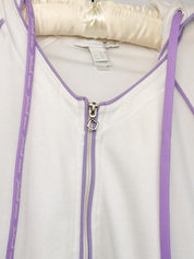 Just Cavalli 2000s White Rhinestone Logo Zip Hoodie - S