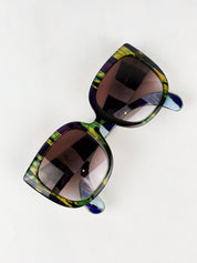 Christian Lacroix 2000s Purple and Green Painterly Stripe Oversized Sunglasses