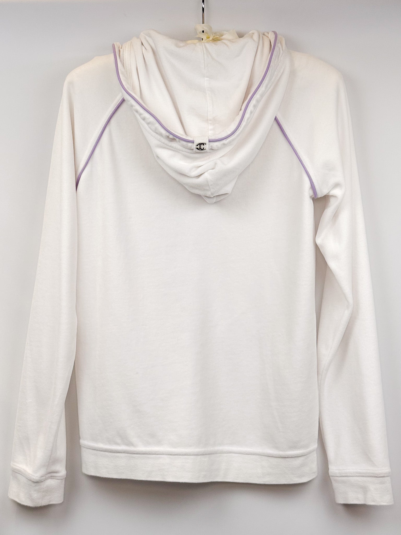 Just Cavalli 2000s White Rhinestone Logo Zip Hoodie - S