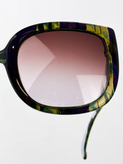 Christian Lacroix 2000s Purple and Green Painterly Stripe Oversized Sunglasses