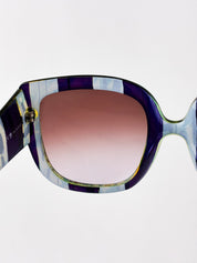 Christian Lacroix 2000s Purple and Green Painterly Stripe Oversized Sunglasses