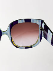 Christian Lacroix 2000s Purple and Green Painterly Stripe Oversized Sunglasses