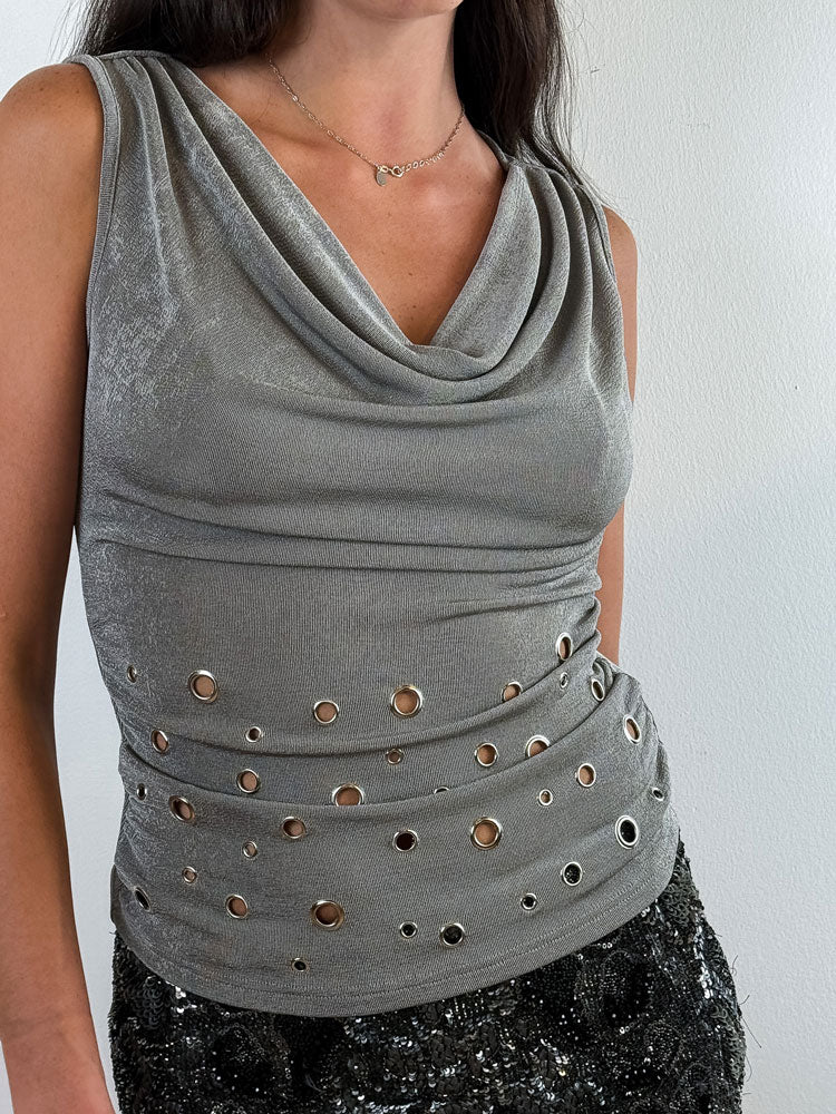 Handmade in Italy Metallic Grommet Top