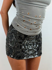 AllSaints 2009 Black Beaded & Sequin "Rattle" Skirt