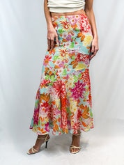 Kenzo Early 2000s Silk Floral Flared Skirt – XS