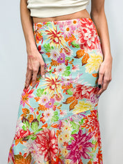 Kenzo Early 2000s Silk Floral Flared Skirt – XS