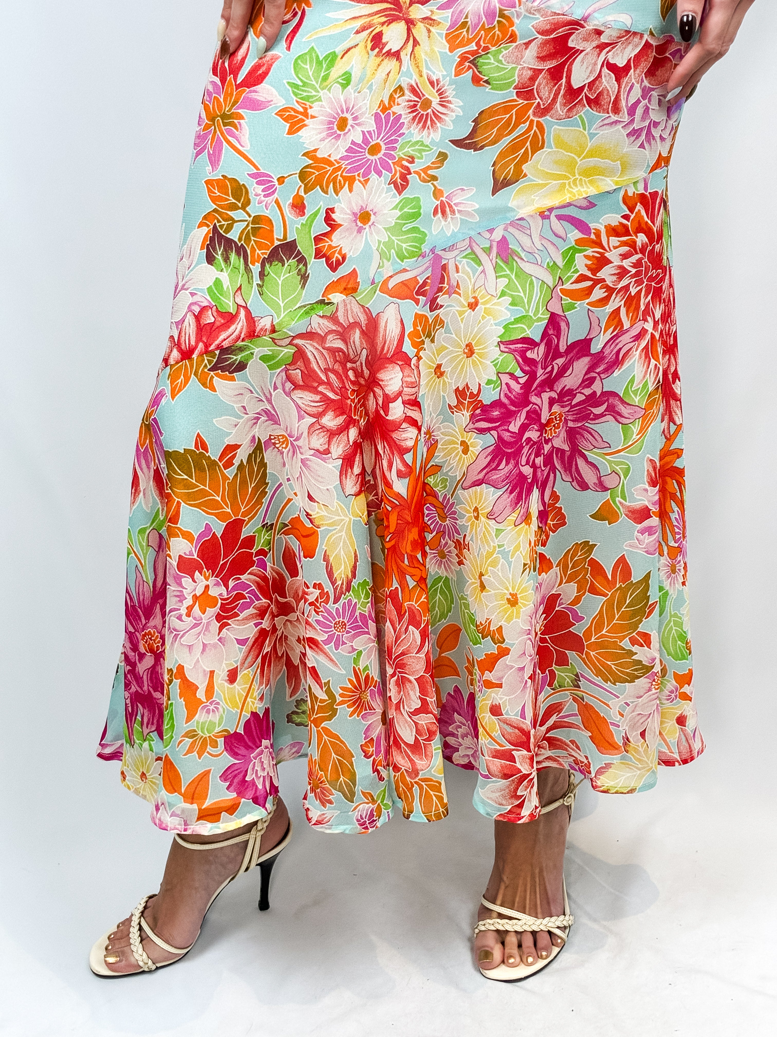 Kenzo Early 2000s Silk Floral Flared Skirt – XS