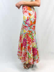 Kenzo Early 2000s Silk Floral Flared Skirt – XS
