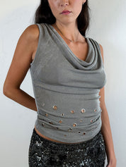 Handmade in Italy Metallic Grommet Top
