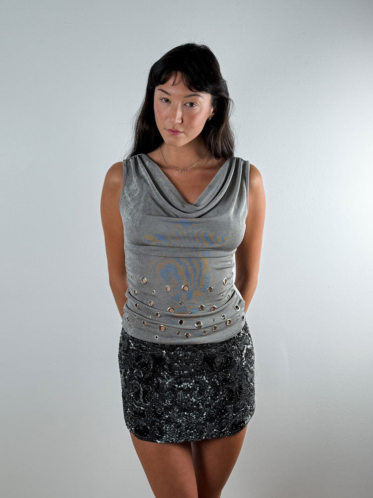 Handmade in Italy Metallic Grommet Top